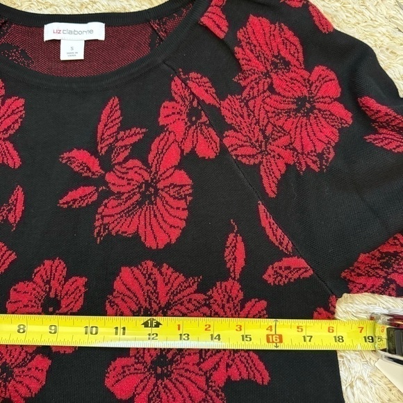 Liz Claiborne Womens Crew Neck Elbow Floral Pullover Sweater size Small - Picture 11 of 12